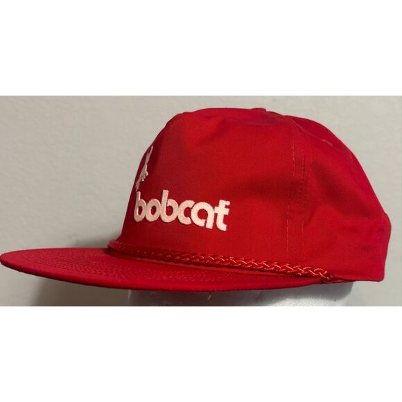 Vintage Bobcat Equipment Logo Rope Strapback Trucker Hat Cap Red Adjustable - Picture 1 of 9